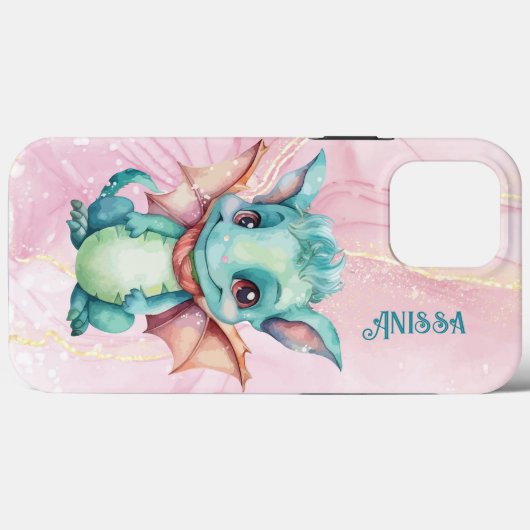 Schattige Waterverf Dragon Case-Mate iPhone Case (Achterkant (horizontaal))