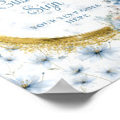 Schattige Waterverf Dusty Blue Gold Custom Sign Poster (Hoek)