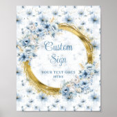 Schattige Waterverf Dusty Blue Gold Custom Sign Poster (Voorkant)