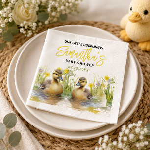 Schattige Waterverf Eend Jongens Baby Shower Servet