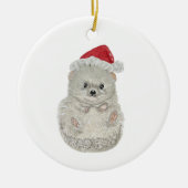 Schattige Waterverf Egel kerstversiering Keramisch Ornament (Voorkant)