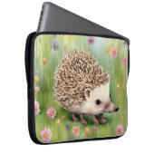 Schattige Waterverf egel met bloemen Laptop Sleeve (Voorkant Rechts)