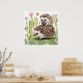 Schattige Waterverf egel met ventilator Poster (Keuken)