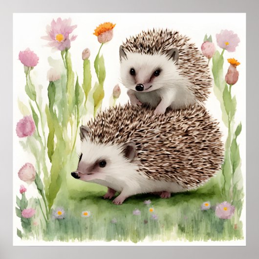 Schattige Waterverf egel met ventilator Poster (Voorkant)