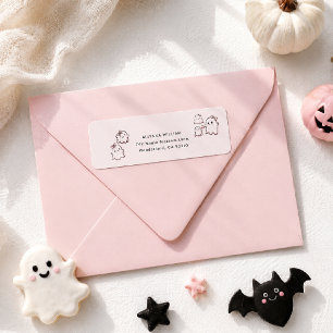 Schattige Waterverf Elegante Roze Boo Halloween Re Etiket