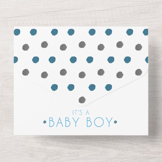 Schattige Waterverf Elephants Baby Boy Shower All In One Uitnodiging (Achterkant)