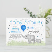 Schattige Waterverf Elephants Boy Baby shower Kaart (Staand voorkant)