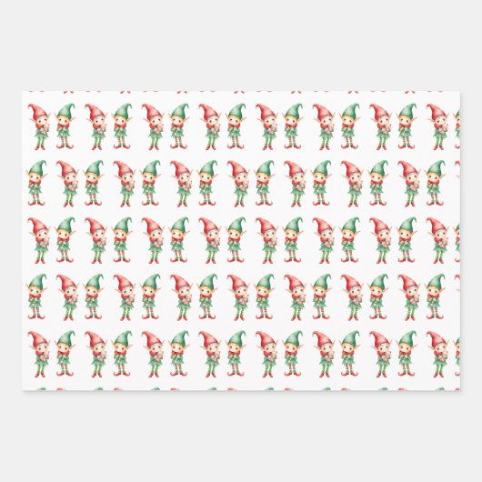 Schattige Waterverf Elfen Kerst Inpakpapier Vel (Voorkant)
