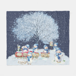Schattige waterverf feestelijke sneeuwmannen  fleece deken