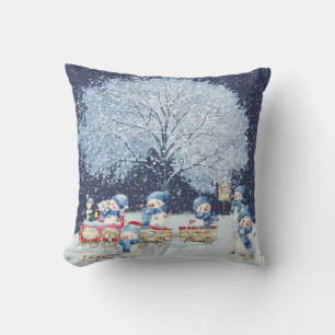 Schattige waterverf feestelijke sneeuwmannen kussen