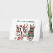Schattige Waterverf Franse Bulldogs Kerst Kaart (Voorkant)