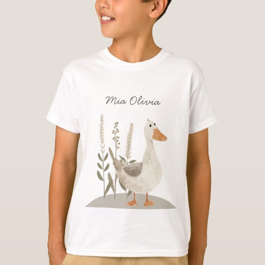 Schattige Waterverf Gans Kinder T-shirt (Voorkant)