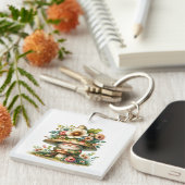 Schattige Waterverf Garden Gnome Sleutelhanger (Voorkant Rechts)