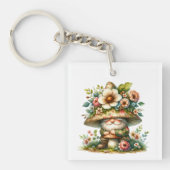 Schattige Waterverf Garden Gnome Sleutelhanger (Voorkant)