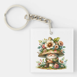Schattige Waterverf Garden Gnome Sleutelhanger
