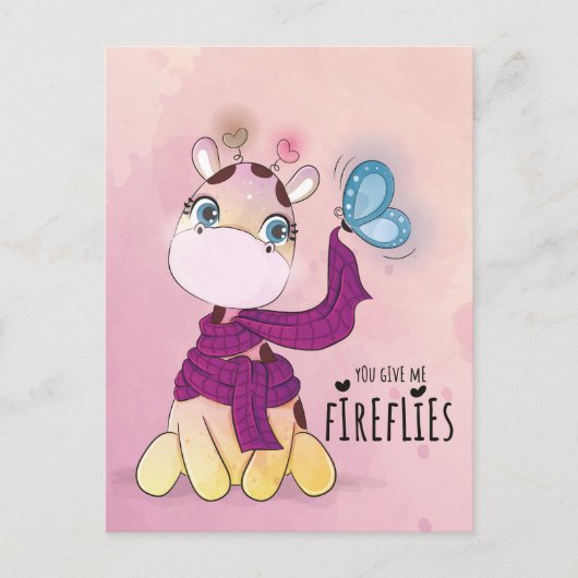 Schattige waterverf giraffe briefkaart (Voorkant)