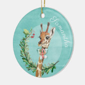 Schattige Waterverf Giraffe Gepersonaliseerd Keramisch Ornament (Links)