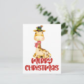 Schattige waterverf giraffe kerstkaart (Staand voorkant)