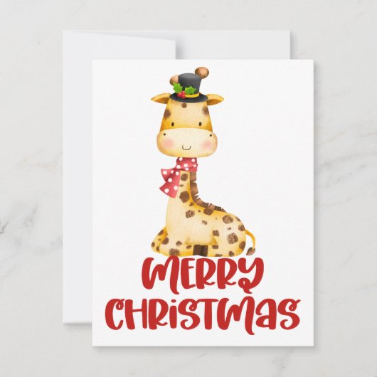 Schattige waterverf giraffe kerstkaart (Voorkant)