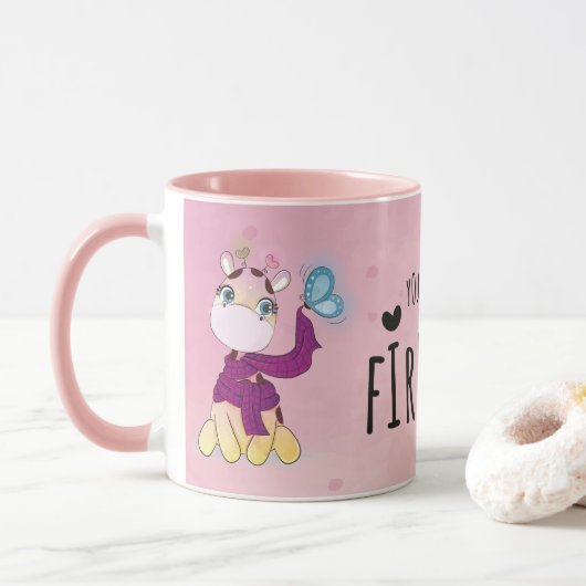 Schattige Waterverf Giraffe Mok (Met donut)
