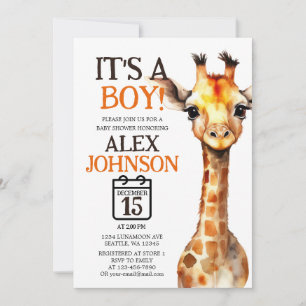 Schattige Waterverf Giraffe Safari Baby shower Kaart