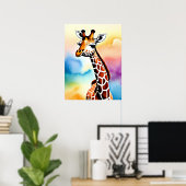 Schattige Waterverf Giraffe voor kinderkamer Poster (Thuiskantoor)