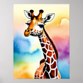Schattige Waterverf Giraffe voor kinderkamer Poster (Voorkant)