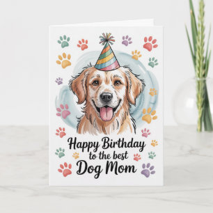 Schattige Waterverf Golden Retriever Hond Moeder V Kaart