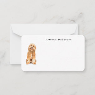 Schattige waterverf gouden Doodle hond Klein  Notitiekaartje