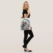 SCHATTIGE WATERVERF GRAY TABBY KITTEN FLOWERS TOTE BAG (Op model)