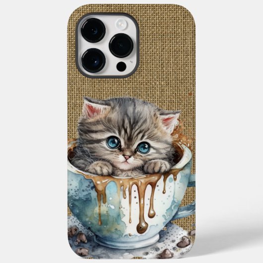 SCHATTIGE WATERVERF GRAY TABBY KITTEN IN CUP Case-Mate iPhone CASE (Achterkant)