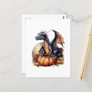 Schattige Waterverf Halloween Dragon Briefkaart