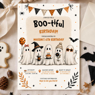 Schattige Waterverf Halloween Geest Feest (Verjaar Kaart
