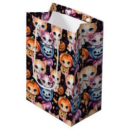 Schattige Waterverf Halloween Kittens Medium Cadeauzakje
