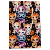 Schattige Waterverf Halloween Kittens Medium Cadeauzakje (Voorkant)