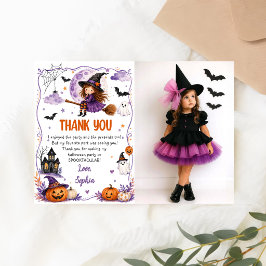 Schattige waterverf Halloween-verjaardag Bedankkaart
