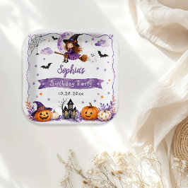 Schattige waterverf Halloween-verjaardag Papieren Bordje