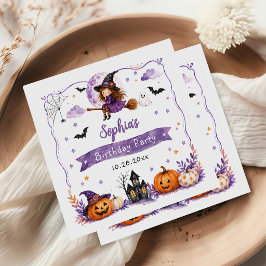 Schattige waterverf Halloween-verjaardag Servet