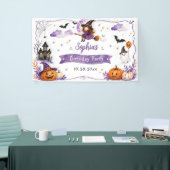 Schattige waterverf Halloween-verjaardag Spandoek (Beurs)