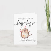 Schattige Waterverf Happy Hedgehog Valentijnsdag Kaart (Voorkant)