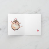 Schattige Waterverf Happy Hedgehog Valentijnsdag Kaart (Binnen)