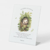 Schattige Waterverf Hedgehog Luier Raffle Teken Reclamebord Met Voetstuk (Voorkant)