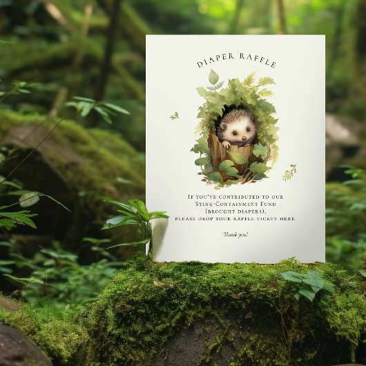Schattige Waterverf Hedgehog Luier Raffle Teken Reclamebord Met Voetstuk