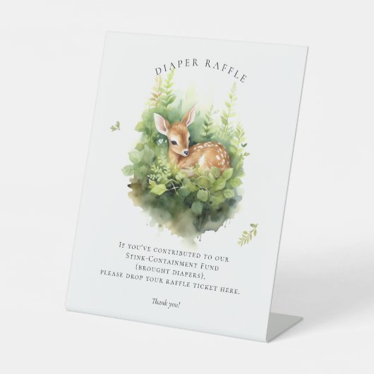Schattige Waterverf Herten Luier Raffle Teken Reclamebord Met Voetstuk (Voorkant)