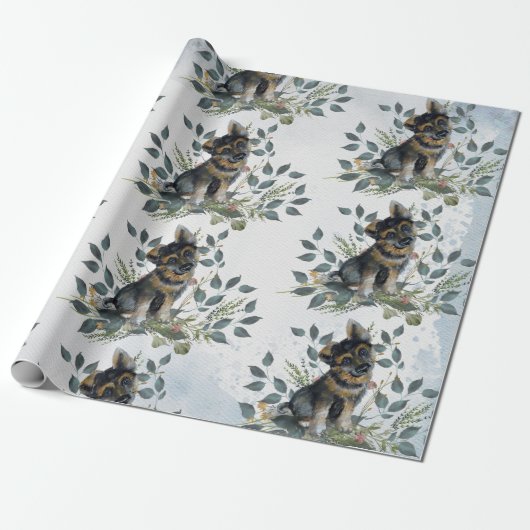 Schattige Waterverf Hond Cadeaupapier (Uitgerold)