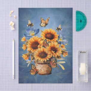 Schattige waterverf honingbijen & zonnebloemen tissuepapier