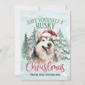 Schattige Waterverf Husky Christmas Feestdagenkaart (Voorkant)