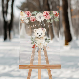 Schattige Waterverf IJsbeer Baby Shower Welkom Acryl Bord