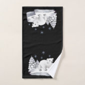 Schattige waterverf ijsbeer dennenbomen sneeuwvlok bad handdoek (Handdoek)