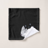 Schattige waterverf ijsbeer dennenbomen sneeuwvlok bad handdoek (Wasdoekje)